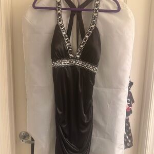 Morgan & Co. Black Backless Dress with Silver Accents